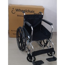 Premium Wheel Chair Chrome Polished Black With Sefty Belt