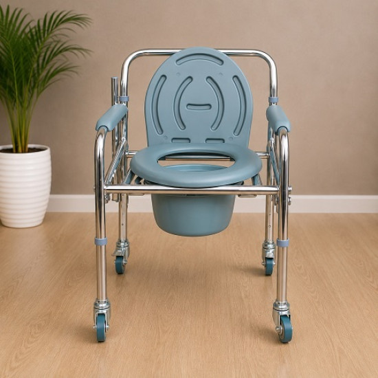 Karma Rainbow-11 Foldable Aluminium Commode Chair with Wheels Karma Rainbow-11 Foldable Aluminium Commode Chair with Wheels