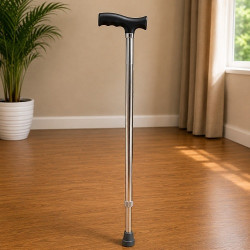 Ryder-121 Height Adjustable Walking Stick Silver