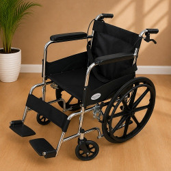 Folding Chrome Polished Wheelchair with Attendant Brakes