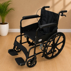Folding Powder Coated Wheelchair with Attendant Brakes