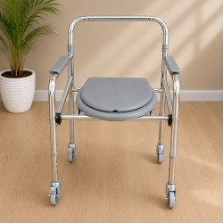 Height Adjustable Commode Chair with Wheels
