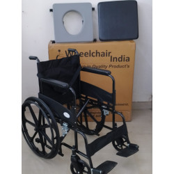 Premium Folding  Powder Coated Commode Wheelchair With Safety Belt