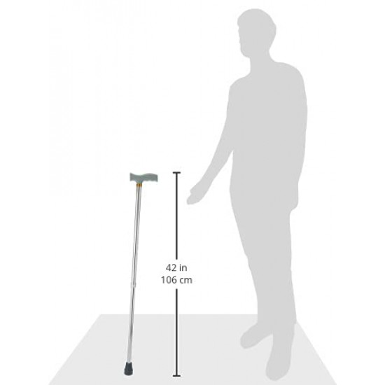 Entros Premium Height Adjustable Aluminum L-Shaped Walking Stick (Silver)