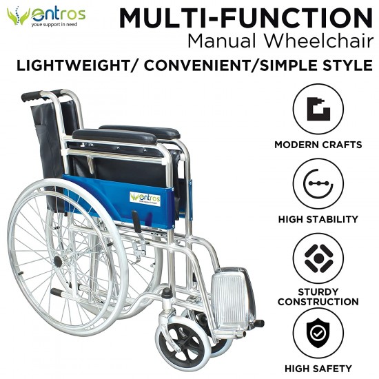 Entros Adjustable Stainless Steel Foldable Wheel Chair