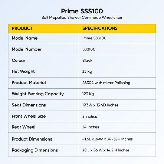 Prime SSS100 | Self Propelled Shower Commode Wheelchair Prime SSS100 | Self Propelled Shower Commode Wheelchair
