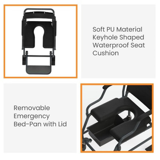 Frido 2000 Commode Wheelchair With Top Seat Cushion Frido 2000 Commode Wheelchair With Top Seat Cushion