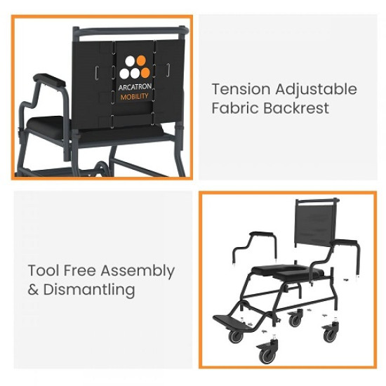 Frido 2000 Commode Wheelchair With Top Seat Cushion Frido 2000 Commode Wheelchair With Top Seat Cushion