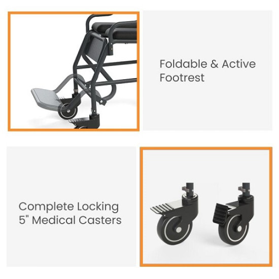 Frido 2000 Commode Wheelchair With Top Seat Cushion Frido 2000 Commode Wheelchair With Top Seat Cushion
