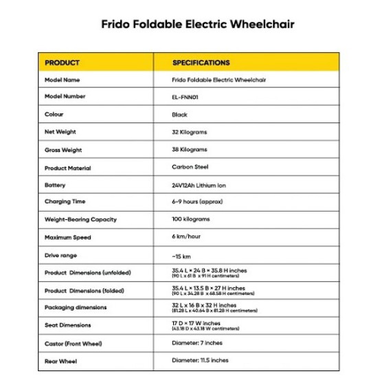Frido Folding Electric Power Wheelchair