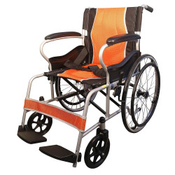 Ryder Wheelchair Foldable light weight Wheelchair with Seat Belt - Orange