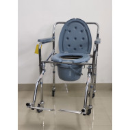 Foldable Commode Stool with Footrest & Wheels Foldable Commode Stool with Footrest & Wheels
