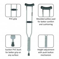 Vissco Astra Under Arm Crutches Aluminium - Medium (1 Pair)