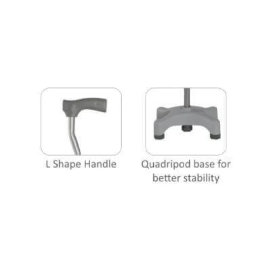 Vissco Invalid Quadripod Walking Stick L Shape @ Rs 950