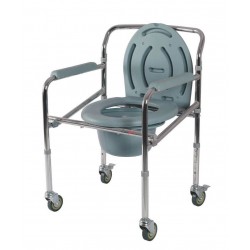 Vissco Comfort Steel Folding Commode Chair With Castors