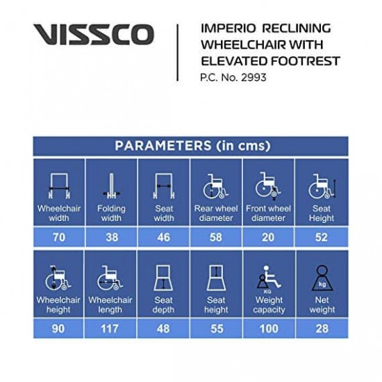 Vissco Imperio Reclining Wheelchair with Elevated Footrest