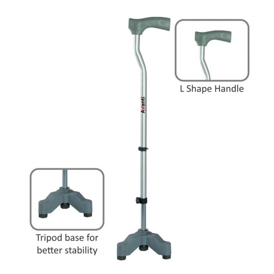 Vissco Invalid L-shape Tripod Walking Stick