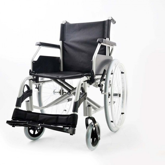 Heavy Duty Double Cross Bar Foldable Attendant Transport Wheelchair