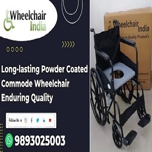 Premium Folding Powder Coated Commode Wheelchair With Safety Belt